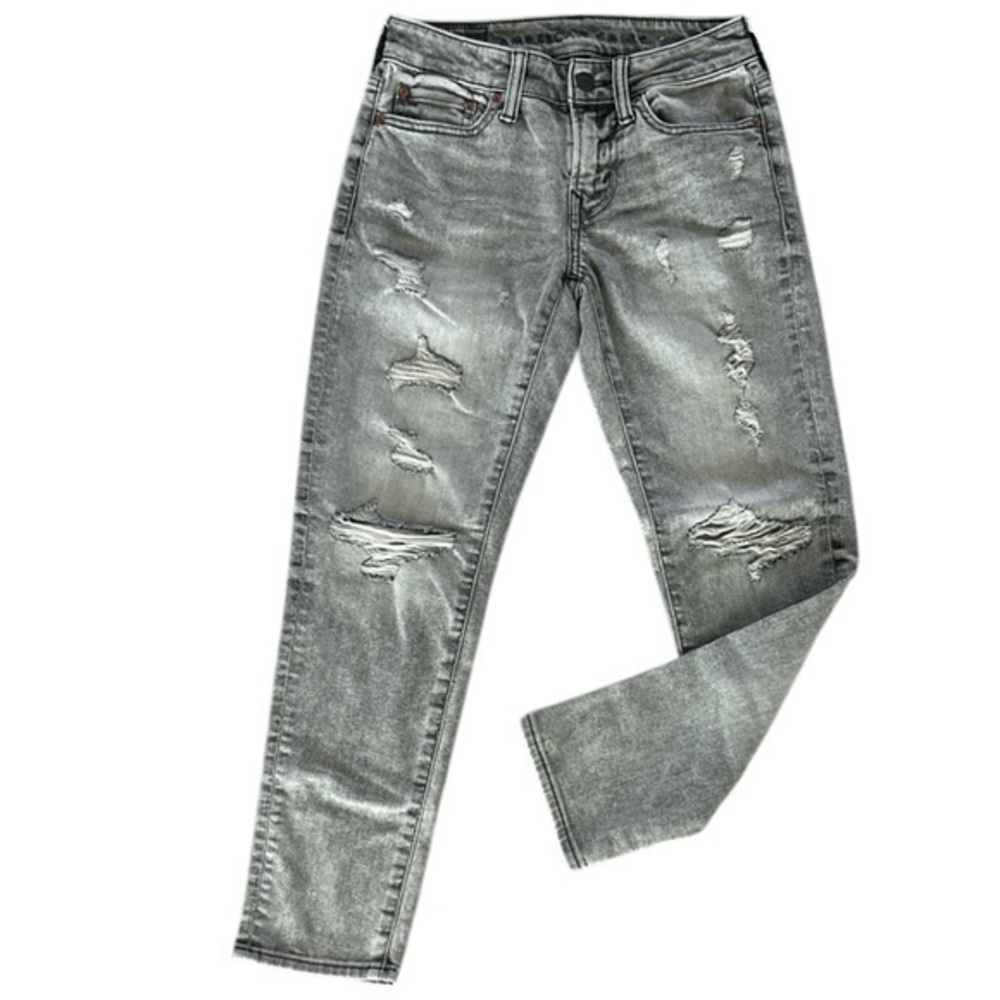 American Eagle Airflex skinny jeans size 26x28 gray acid wash